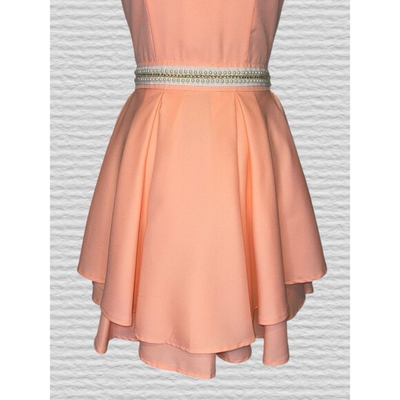 Lulus Peach Backless Skater Dress Womens SM High Neck Pearl Party Prom - Picture 4 of 11